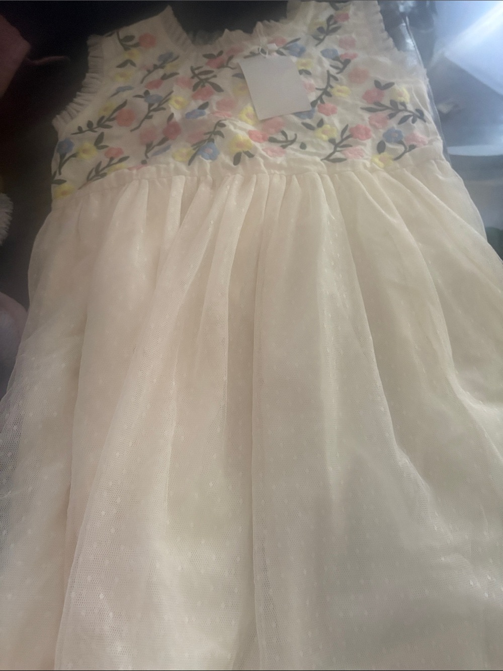 Girls Floral Embroidered Ivory Party Dress